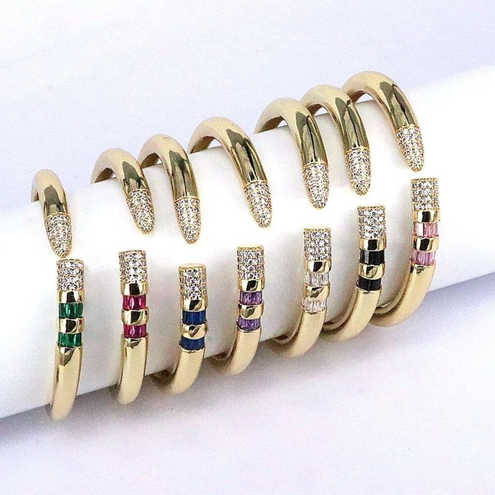 Gold Tarnish Resistant  Crystal Adjustable Bangle